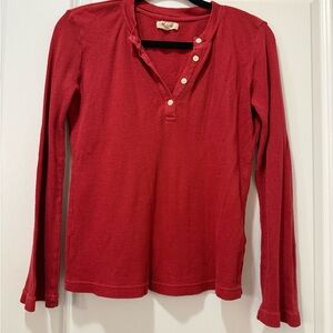 Madewell Red Long Sleeve Henley Top